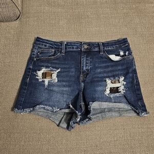 Judy Blue Los Angeles Blue Distressed Denim Casual Shorts Size Large